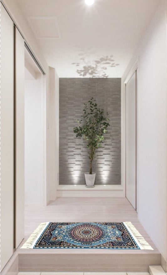 ペルシャ絨毯 カーペット ラグ 63万ノット 高密度 ソフトタッチ ウィルトン織り 機械織り ペルシャ絨毯の本場 イラン産 玄関マット 85cm×50cm 【本物保証/直輸入/高品質/高級/激安】