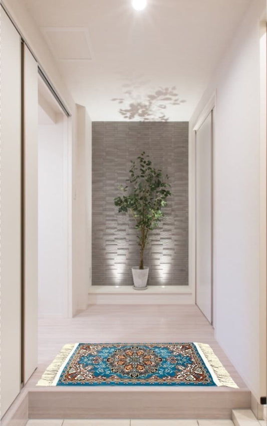 ペルシャ絨毯 カーペット ラグ 63万ノット 高密度 ソフトタッチ ウィルトン織り 機械織り ペルシャ絨毯の本場 イラン産 玄関マット 85cm×50cm 【本物保証/直輸入/高品質/高級/激安】