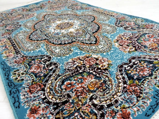 ペルシャ絨毯 カーペット ラグ 63万ノット 高密度 ソフトタッチ ウィルトン織り 機械織り ペルシャ絨毯の本場 イラン産 玄関マット 85cm×50cm 【本物保証/直輸入/高品質/高級/激安】