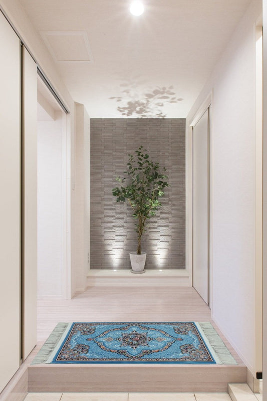 ペルシャ絨毯 カーペット ラグ 玄関マット 100万ノット 高密度 ソフトタッチ ウィルトン織り 機械織り ペルシャ絨毯の本場 イラン産 80cm×50cm 【本物保証/直輸入/高品質/高級/激安】