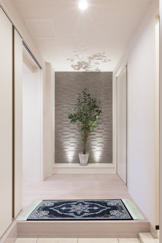 ペルシャ絨毯 カーペット ラグ 玄関マット 100万ノット 高密度 ソフトタッチ ウィルトン織り 機械織り ペルシャ絨毯の本場 イラン産 80cm×50cm 【本物保証/直輸入/高品質/高級/激安】