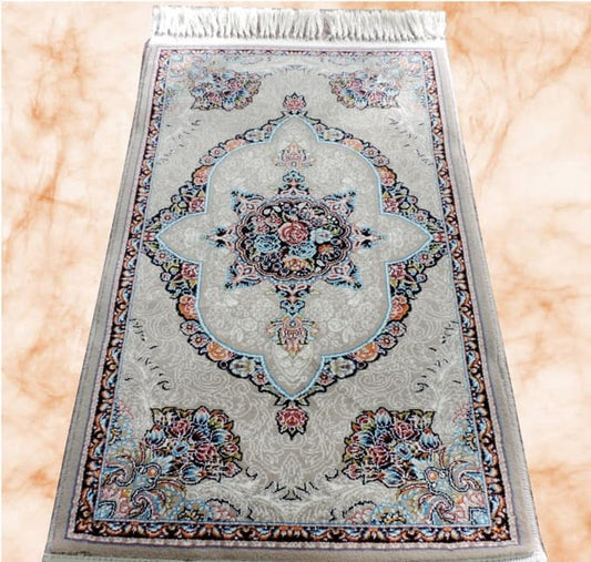 ペルシャ絨毯 カーペット ラグ 63万ノット 高密度 ソフトタッチ ウィルトン織り 機械織り ペルシャ絨毯の本場 イラン産 玄関マット 85cm×50cm 【本物保証/直輸入/高品質/高級/激安】