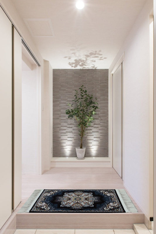 ペルシャ絨毯 カーペット ラグ 玄関マット 100万ノット 高密度 ソフトタッチ ウィルトン織り 機械織り ペルシャ絨毯の本場 イラン産 80cm×50cm 【本物保証/直輸入/高品質/高級/激安】