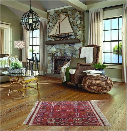 キリム 手織り ペルシャキリム ウール製 イラン 刺繍入りキリム グーチャン産 ラグ 敷物 玄関マットサイズ 100cmx70cm 【本物保証/直輸入】