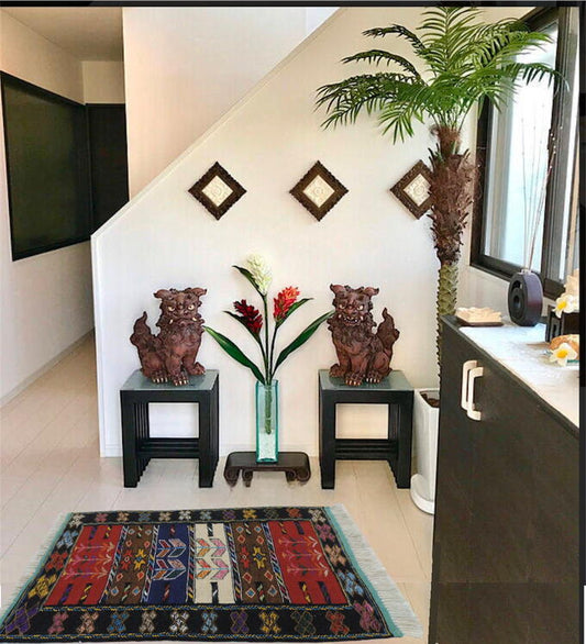 キリム 手織り ペルシャキリム ウール製 イラン 刺?入りキリム グーチャン産 ラグ 敷物 玄関マットサイズ 104cmx63cm 【本物保証/直輸入】