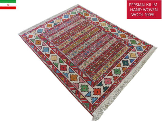 スマックキリム 手織り ペルシャキリム 高品質ウール イランシルジャン 産 敷物 玄関マットサイズ 107cmx82cm【本物保証/直輸入】