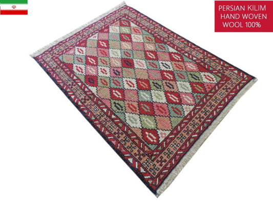 スマックキリム 手織り ペルシャキリム 高品質ウール イランシルジャン 産 敷物 玄関マットサイズ 100cmx71cm【本物保証/直輸入】