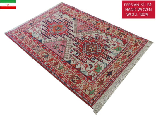 スマックキリム 手織り ペルシャキリム 高品質ウール イランシルジャン 産 敷物 玄関マットサイズ 104cmx73cm【本物保証/直輸入】