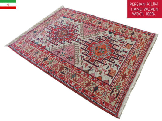 スマックキリム 手織り ペルシャキリム 高品質ウール イランシルジャン 産 敷物 玄関マットサイズ 103cmx73cm【本物保証/直輸入】