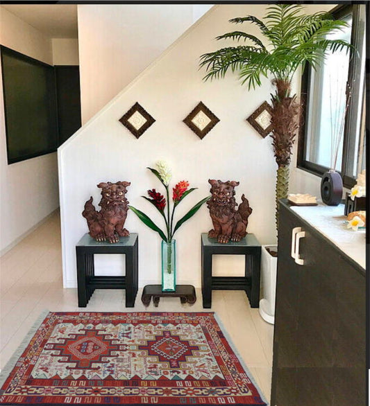 スマックキリム 手織り ペルシャキリム 高品質ウール イランシルジャン 産 敷物 玄関マットサイズ 111cmx77cm【本物保証/直輸入】