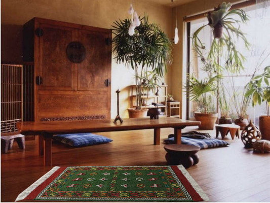 キリム 手織り ペルシャキリム ウール製 イラン 刺繍入りキリム グーチャン産 ラグ 敷物 玄関マットサイズ 100cmx67cm 【本物保証/直輸入】