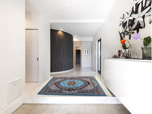 ペルシャ絨毯 カーペット ラグ 63万ノット 高密度 ソフトタッチ ウィルトン織り 機械織り ペルシャ絨毯の本場 イラン産 玄関マット 150cm×100cm 【本物保証/直輸入/高品質/高級/激安】