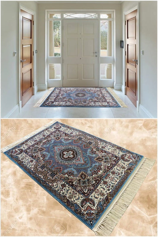 ペルシャ絨毯 カーペット ラグ 63万ノット 高密度 ソフトタッチ ウィルトン織り 機械織り ペルシャ絨毯の本場 イラン産 玄関マット 120cm×80cm 【本物保証/直輸入/高品質/高級/激安】