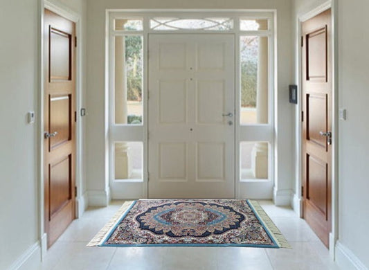 ペルシャ絨毯 カーペット ラグ 63万ノット 高密度 ソフトタッチ ウィルトン織り 機械織り ペルシャ絨毯の本場 イラン産 玄関マット 120cm×80cm 【本物保証/直輸入/高品質/高級/激安】