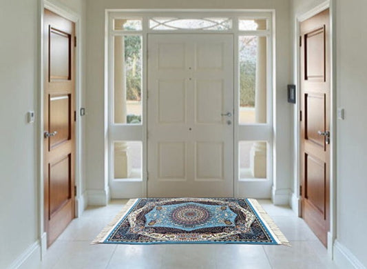 ペルシャ絨毯 カーペット ラグ 63万ノット 高密度 ソフトタッチ ウィルトン織り 機械織り ペルシャ絨毯の本場 イラン産 玄関マット 120cm×80cm 【本物保証/直輸入/高品質/高級/激安】