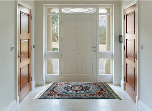 ペルシャ絨毯 カーペット ラグ 63万ノット 高密度 ソフトタッチ ウィルトン織り 機械織り ペルシャ絨毯の本場 イラン産 玄関マット 120cm×80cm 【本物保証/直輸入/高品質/高級/激安】