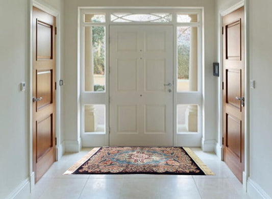 ペルシャ絨毯 カーペット ラグ 63万ノット 高密度 ソフトタッチ ウィルトン織り 機械織り ペルシャ絨毯の本場 イラン産 玄関マット 120cm×80cm 【本物保証/直輸入/高品質/高級/激安】