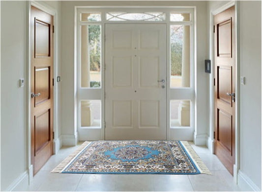 ペルシャ絨毯 カーペット ラグ 63万ノット 高密度 ソフトタッチ ウィルトン織り 機械織り ペルシャ絨毯の本場 イラン産 玄関マット 120cm×80cm 【本物保証/直輸入/高品質/高級/激安】