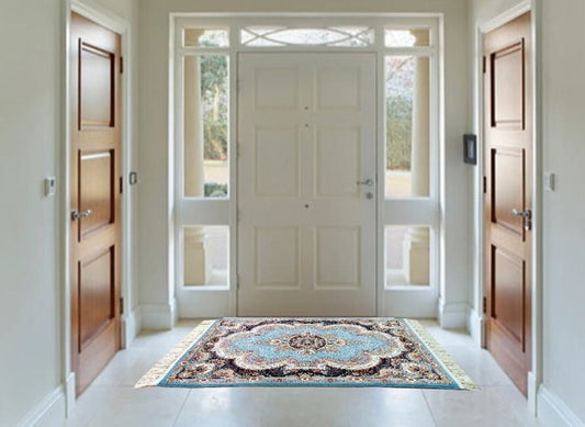 ペルシャ絨毯 カーペット ラグ 63万ノット 高密度 ソフトタッチ ウィルトン織り 機械織り ペルシャ絨毯の本場 イラン産 玄関マット 120cm×80cm 【本物保証/直輸入/高品質/高級/激安】