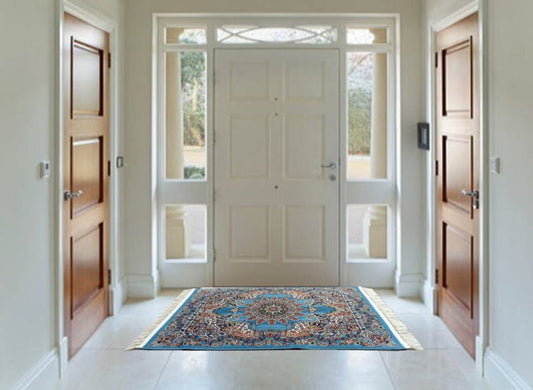 ペルシャ絨毯 カーペット ラグ 63万ノット 高密度 ソフトタッチ ウィルトン織り 機械織り ペルシャ絨毯の本場 イラン産 玄関マット 120cm×80cm 【本物保証/直輸入/高品質/高級/激安】