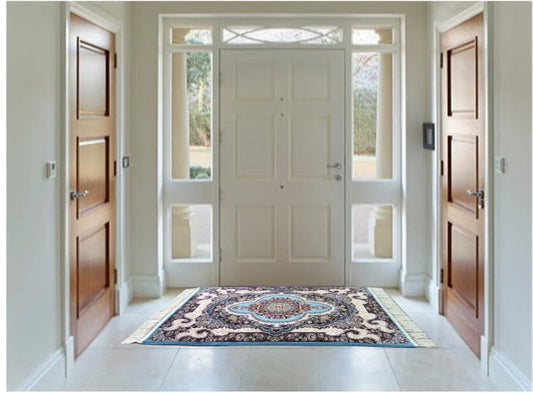 ペルシャ絨毯 カーペット ラグ 63万ノット 高密度 ソフトタッチ ウィルトン織り 機械織り ペルシャ絨毯の本場 イラン産 玄関マット 120cm×80cm 【本物保証/直輸入/高品質/高級/激安】