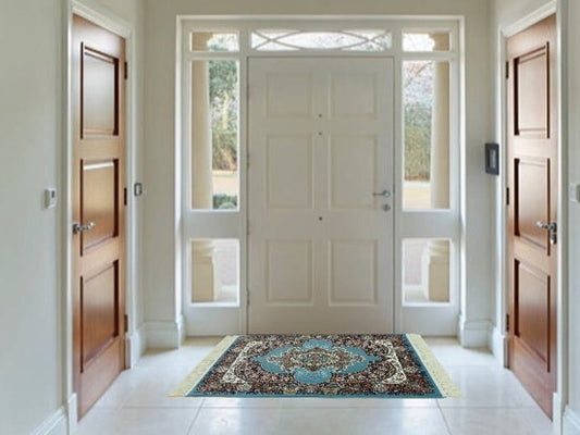 ペルシャ絨毯 カーペット ラグ 63万ノット 高密度 ソフトタッチ ウィルトン織り 機械織り ペルシャ絨毯の本場 イラン産 玄関マット 120cm×80cm 【本物保証/直輸入/高品質/高級/激安】