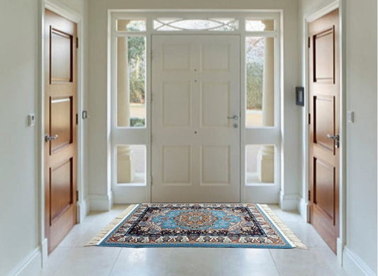 ペルシャ絨毯 カーペット ラグ 63万ノット 高密度 ソフトタッチ ウィルトン織り 機械織り ペルシャ絨毯の本場 イラン産 玄関マット 120cm×80cm 【本物保証/直輸入/高品質/高級/激安】