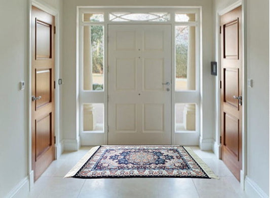 ペルシャ絨毯 カーペット ラグ 63万ノット 高密度 ソフトタッチ ウィルトン織り 機械織り ペルシャ絨毯の本場 イラン産 玄関マット 120cm×80cm 【本物保証/直輸入/高品質/高級/激安】