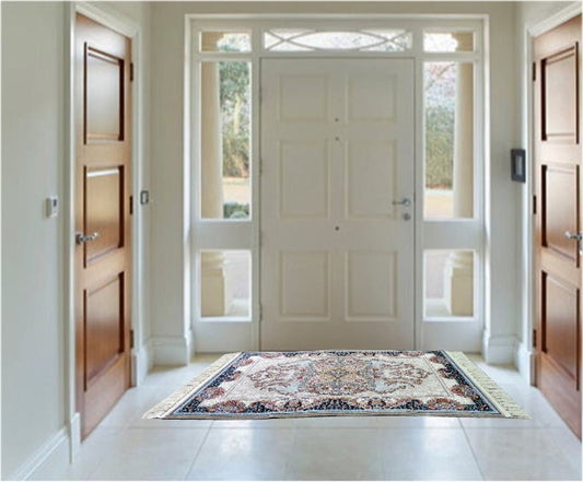 ペルシャ絨毯 カーペット ラグ 63万ノット 高密度 ソフトタッチ ウィルトン織り 機械織り ペルシャ絨毯の本場 イラン産 玄関マット 120cm×80cm 【本物保証/直輸入/高品質/高級/激安】