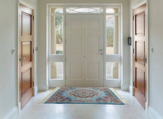 ペルシャ絨毯 カーペット ラグ 63万ノット 高密度 ソフトタッチ ウィルトン織り 機械織り ペルシャ絨毯の本場 イラン産 玄関マット 120cm×80cm 【本物保証/直輸入/高品質/高級/激安】