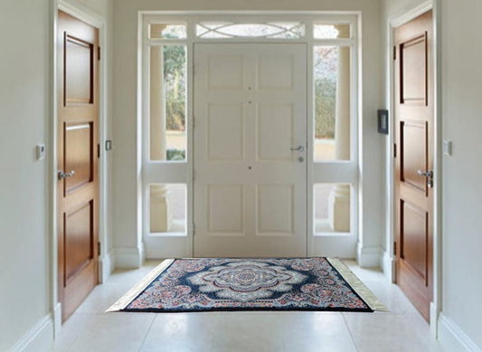 ペルシャ絨毯 カーペット ラグ 63万ノット 高密度 ソフトタッチ ウィルトン織り 機械織り ペルシャ絨毯の本場 イラン産 玄関マット 120cm×80cm 【本物保証/直輸入/高品質/高級/激安】