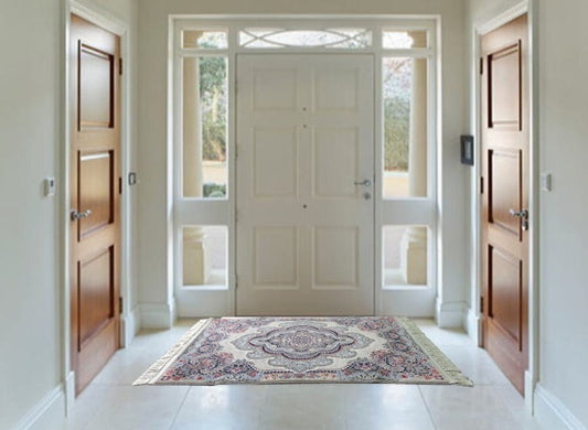 ペルシャ絨毯 カーペット ラグ 63万ノット 高密度 ソフトタッチ ウィルトン織り 機械織り ペルシャ絨毯の本場 イラン産 玄関マット 120cm×80cm 【本物保証/直輸入/高品質/高級/激安】