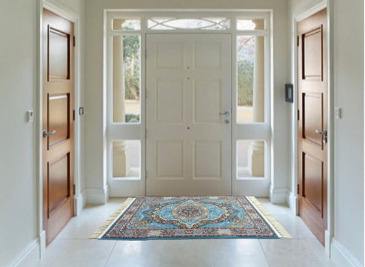 ペルシャ絨毯 カーペット ラグ 63万ノット 高密度 ソフトタッチ ウィルトン織り 機械織り ペルシャ絨毯の本場 イラン産 玄関マット 120cm×80cm 【本物保証/直輸入/高品質/高級/激安】