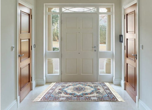 ペルシャ絨毯 カーペット ラグ 63万ノット 高密度 ソフトタッチ ウィルトン織り 機械織り ペルシャ絨毯の本場 イラン産 玄関マット 120cm×80cm 【本物保証/直輸入/高品質/高級/激安】