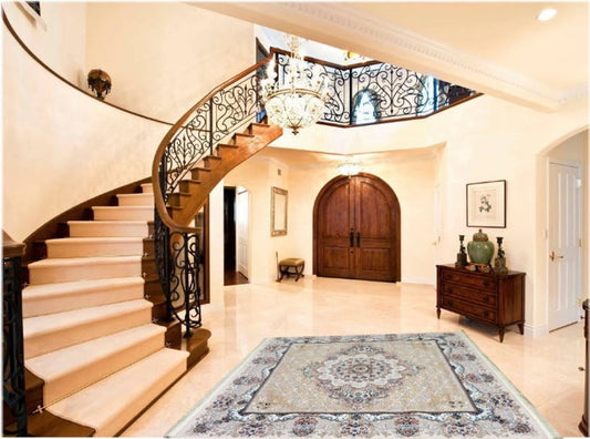 ペルシャ絨毯 カーペット ラグ 63万ノット ウィルトン織り 機械織り ペルシャ絨毯の本場 イラン 大型サイズ:200cm×200cm 【本物保証】【高品質】【送料無料】