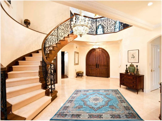 ペルシャ絨毯 カーペット ラグ 63万ノット ウィルトン織り 機械織り ペルシャ絨毯の本場 イラン 大型サイズ:200cm×200cm 【本物保証】【高品質】【送料無料】