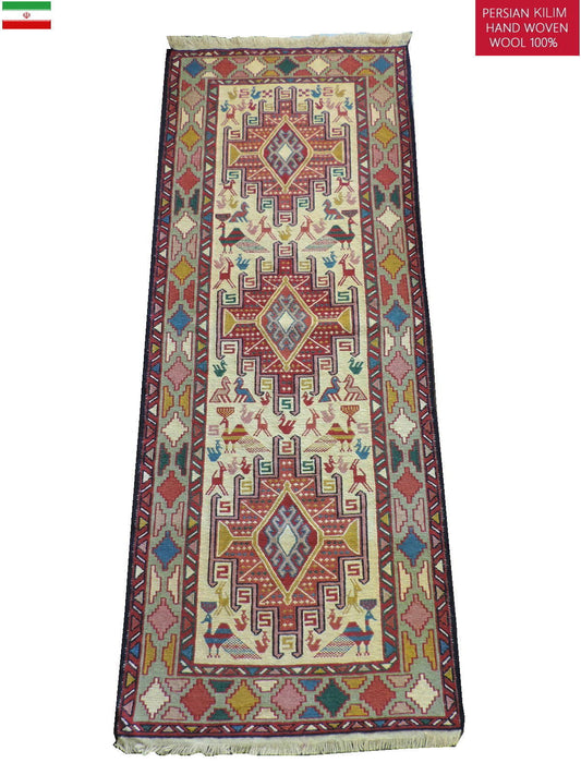 スマックキリム 手織り ペルシャキリム 高品質ウール イランシルジャン 産 敷物 廊下敷サイズ194cmｘ78cm【本物保証/直輸入】 (コピー) (コピー) (コピー)
