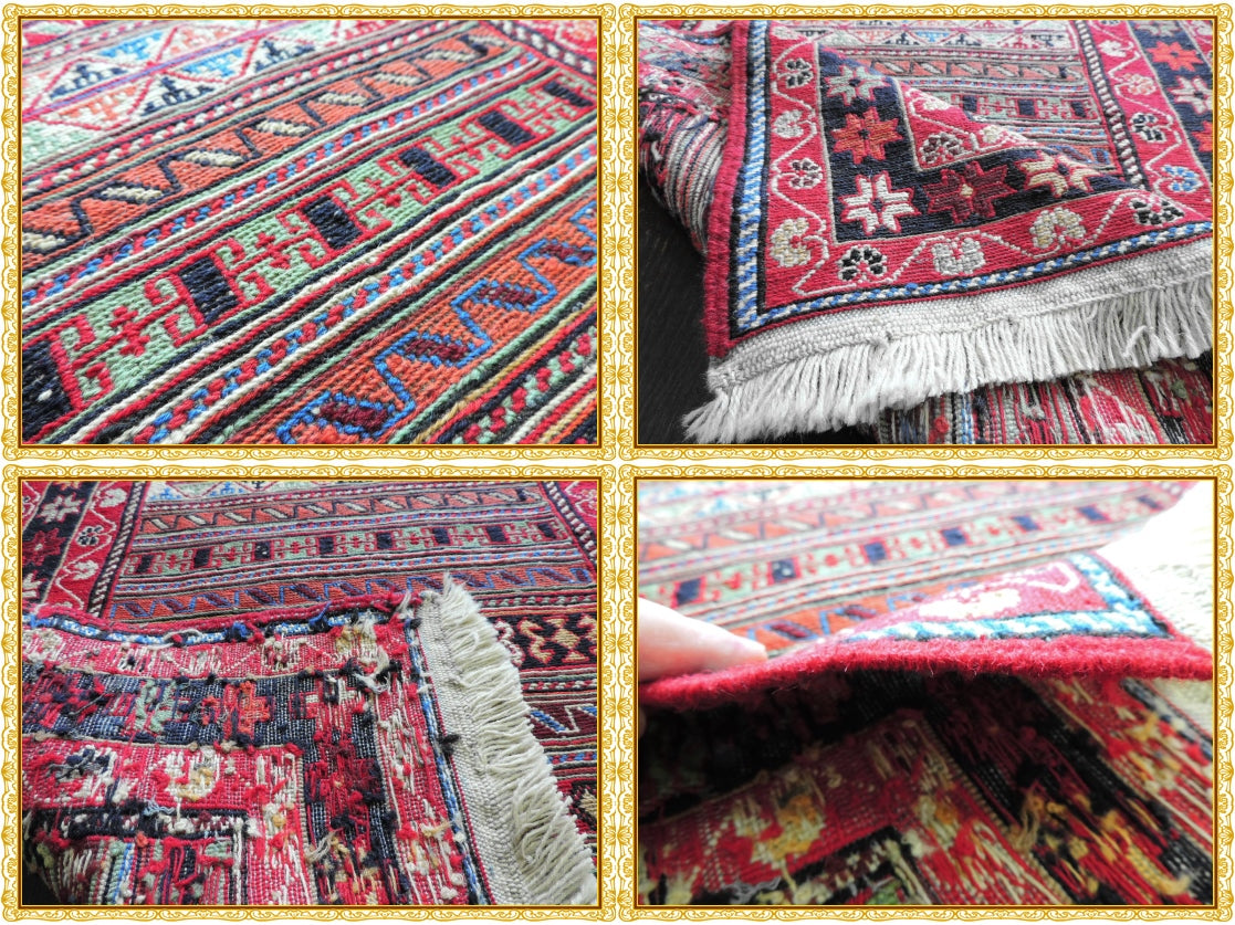 スマックキリム 手織り ペルシャキリム 高品質ウール イランシルジャン 産 敷物 廊下敷サイズ202cmｘ73cm【本物保証/直輸入】