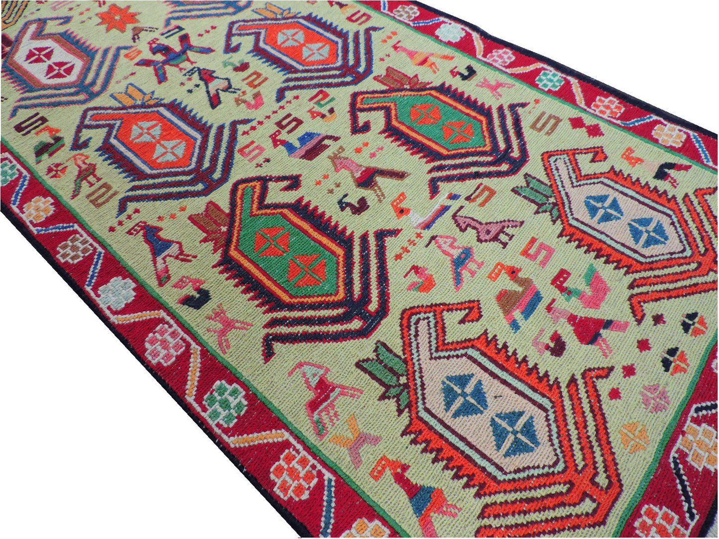 スマックキリム 手織り ペルシャキリム 高品質ウール イランシルジャン 産 敷物 廊下敷サイズ203cmｘ51cm【本物保証/直輸入】