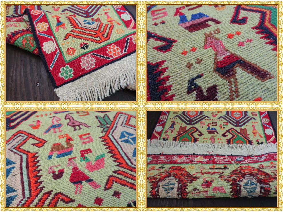 スマックキリム 手織り ペルシャキリム 高品質ウール イランシルジャン 産 敷物 廊下敷サイズ203cmｘ51cm【本物保証/直輸入】