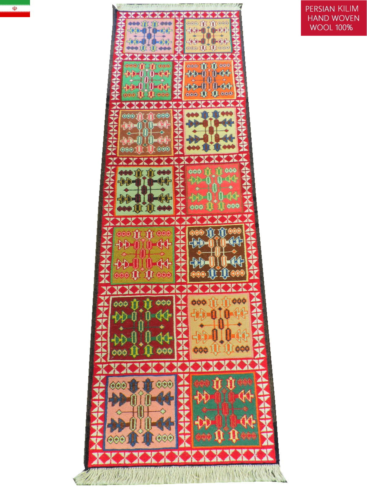 スマックキリム 手織り ペルシャキリム 高品質ウール イランシルジャン 産 敷物 廊下敷サイズ202cmｘ50cm 【本物保証/直輸入】