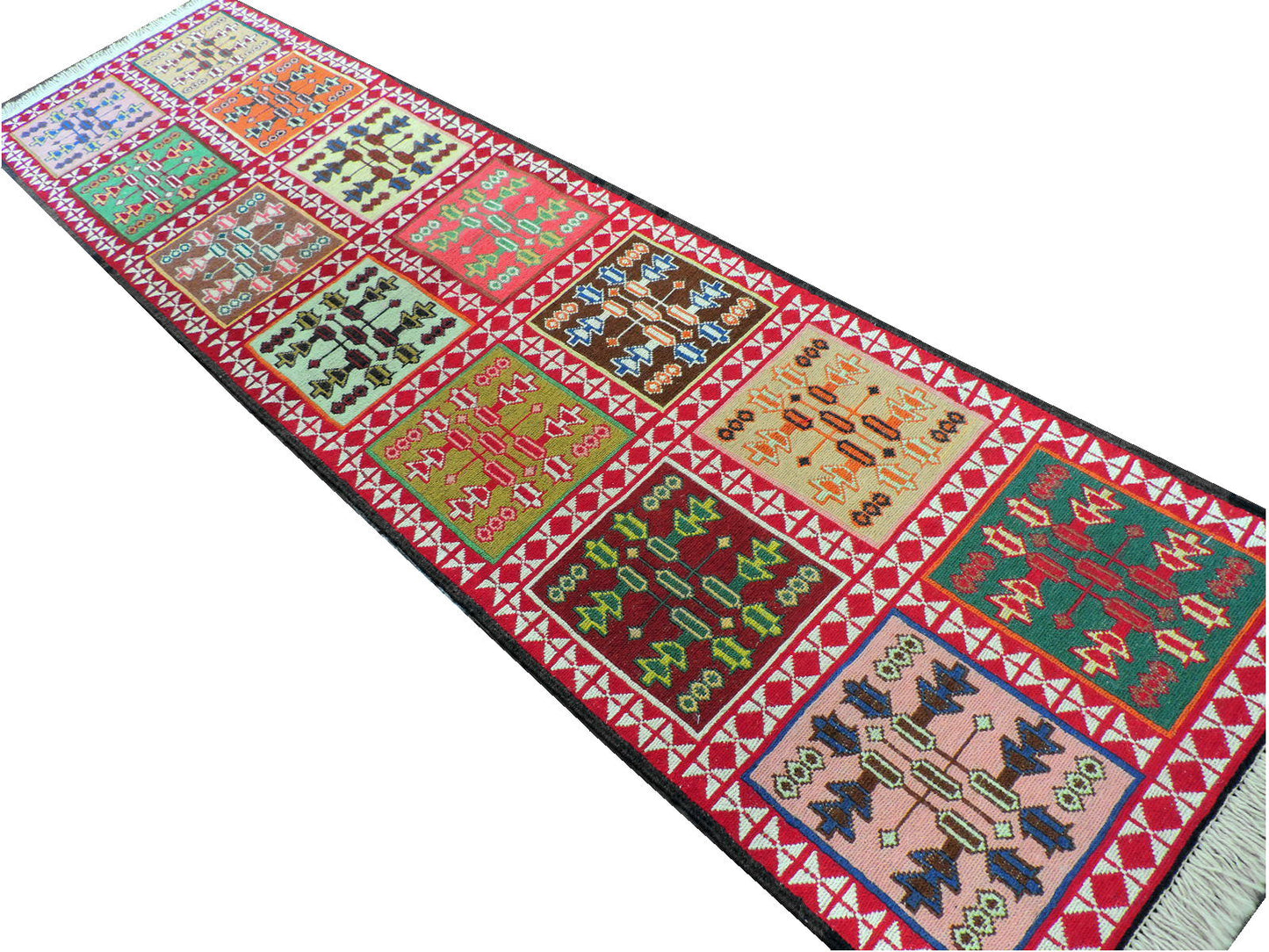 スマックキリム 手織り ペルシャキリム 高品質ウール イランシルジャン 産 敷物 廊下敷サイズ202cmｘ50cm 【本物保証/直輸入】