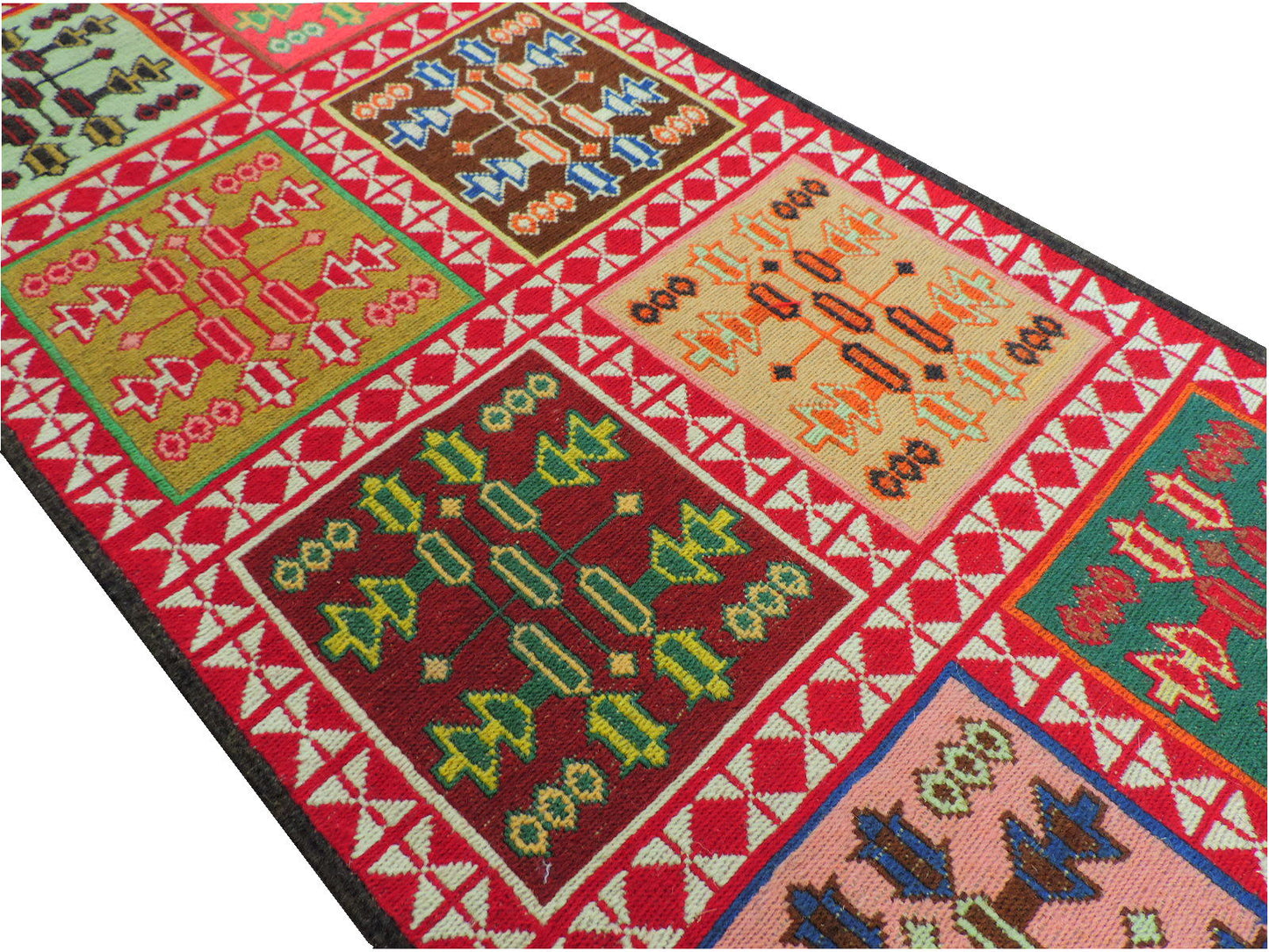 スマックキリム 手織り ペルシャキリム 高品質ウール イランシルジャン 産 敷物 廊下敷サイズ202cmｘ50cm 【本物保証/直輸入】