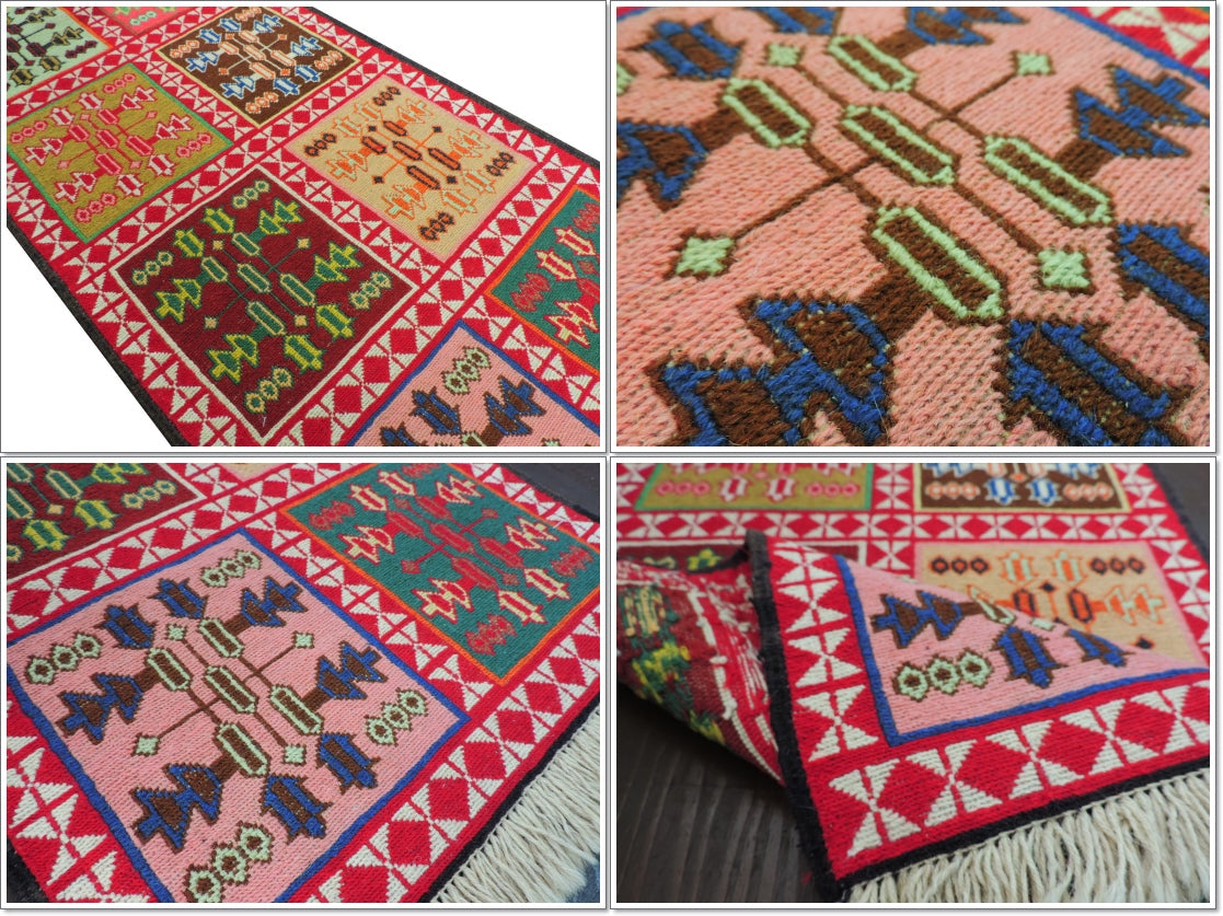 スマックキリム 手織り ペルシャキリム 高品質ウール イランシルジャン 産 敷物 廊下敷サイズ202cmｘ50cm 【本物保証/直輸入】