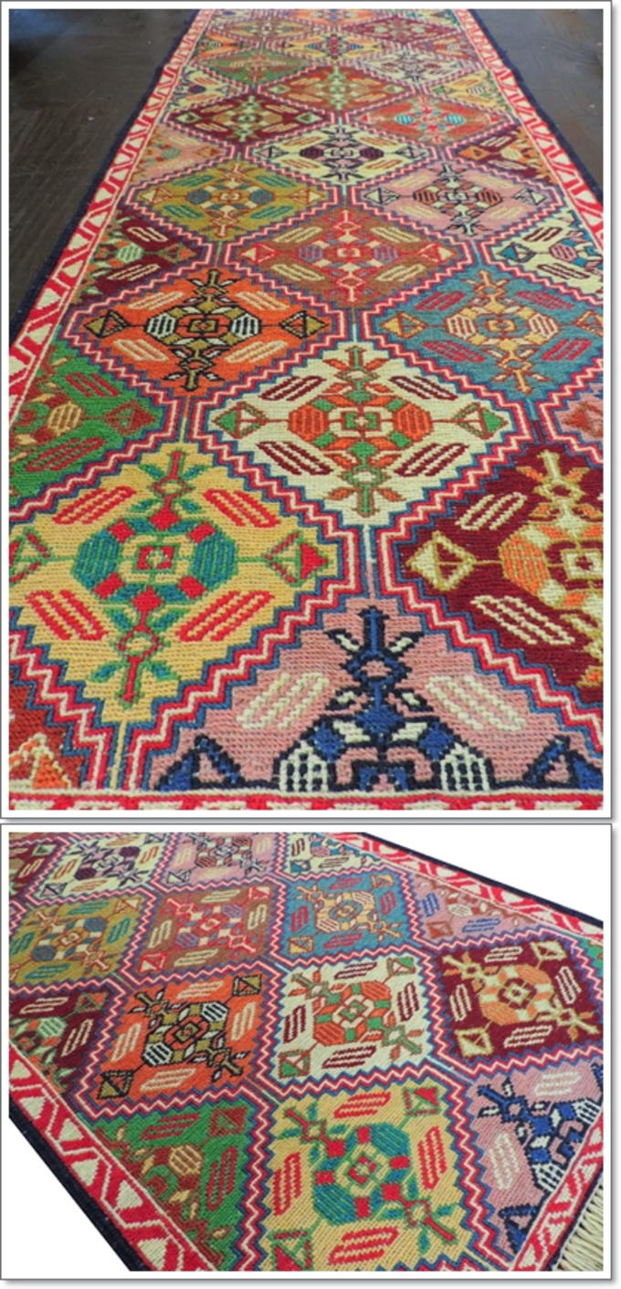 スマックキリム 手織り ペルシャキリム 高品質ウール イランシルジャン 産 敷物 廊下敷 202cmｘ50cm 【本物保証/直輸入】