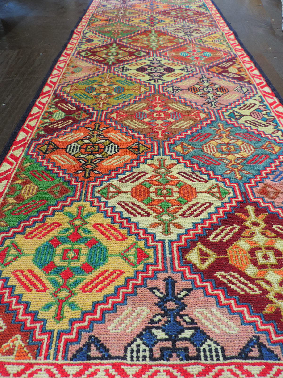 スマックキリム 手織り ペルシャキリム 高品質ウール イランシルジャン 産 敷物 廊下敷 202cmｘ50cm 【本物保証/直輸入】