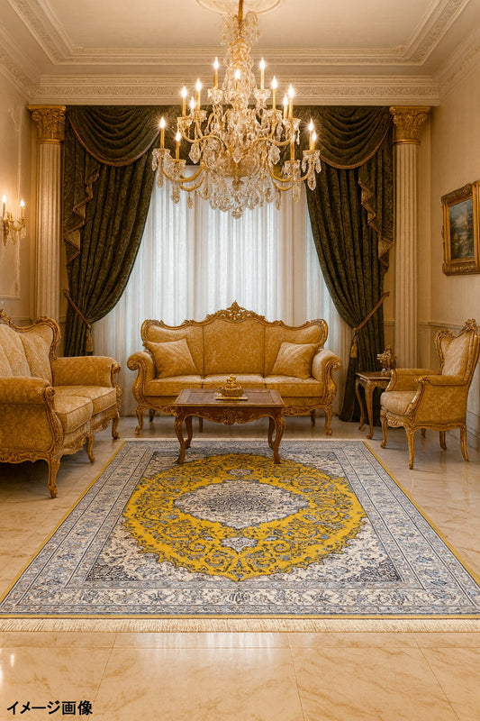 ペルシャ絨毯 カーペット ウール＆シルク 高密度【50万ノット】手織り高級 ペルシャ絨毯の本場 イラン ナイン産 中型サイズ240cm×143cm【本物保証】