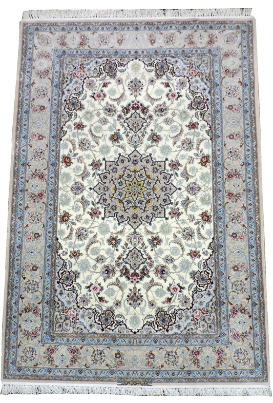 ペルシャ絨毯 カーペット ラグ ウール＆シルク 手織り 高級 ペルシャ絨毯の本場 イラン イスファハン産 中型サイズ 257cm×157 【本物保証/直輸入】