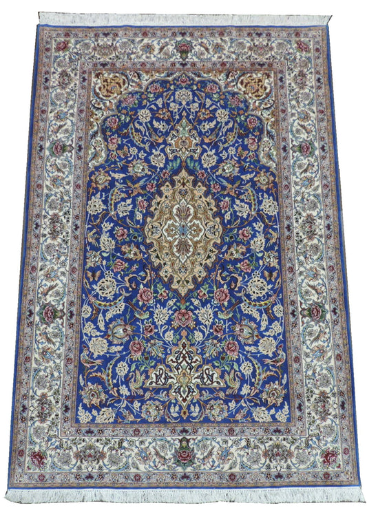 ペルシャ絨毯 カーペット ラグ ウール＆シルク 手織り 高級 ペルシャ絨毯の本場 イラン イスファハン産 中型サイズ 240cm×152cm 【本物保証/直輸入】