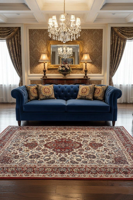 ペルシャ絨毯 カーペット ラグ ウール＆シルク 手織り 高級 ペルシャ絨毯の本場 イラン イスファハン産中型 サイズ 200cm×135cm 【本物保証/直輸入】